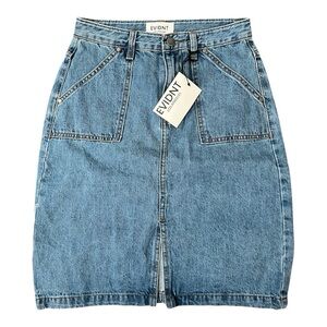 EVIDNT PENCIL SKIRT DENIM Size 26, slit to mid skirt NWT